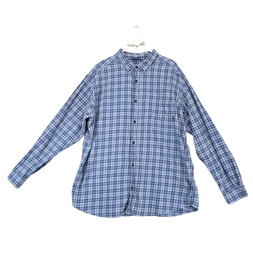 Columbia Blue Plaid Flannel Button Down Shirt Mens 2XL Outdoor Gorpcore Workwear